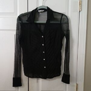 Kaely Max  black sheer long sleeve blouse Sz S NWOT